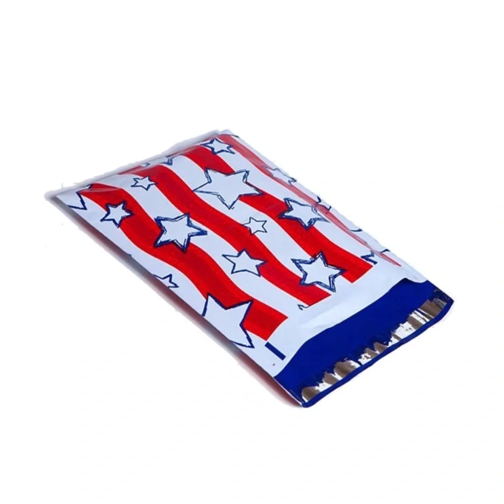 20 (10” x 13”) Patriotic Star and Stripe Poly Mailers Poly Bags